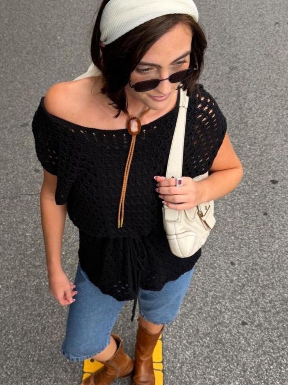 Vintage 90s silk black tie waist knit blouse